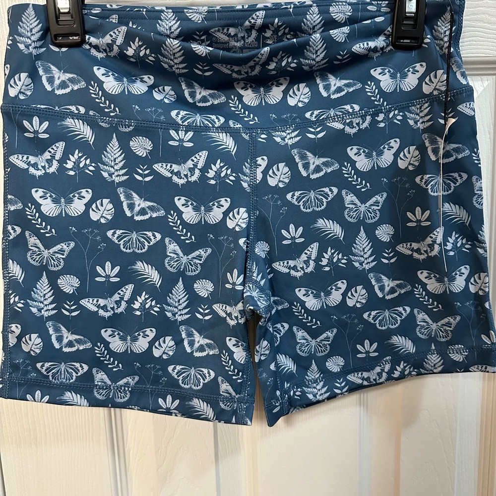 NWT Blue Butterfly Print Bike Shorts